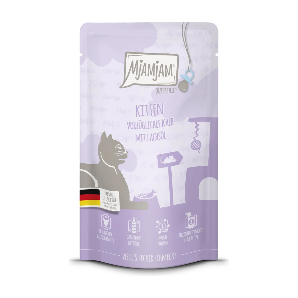 MjAMjAM Quetschie - Kitten vorzügliches Kalb mit Lachsöl