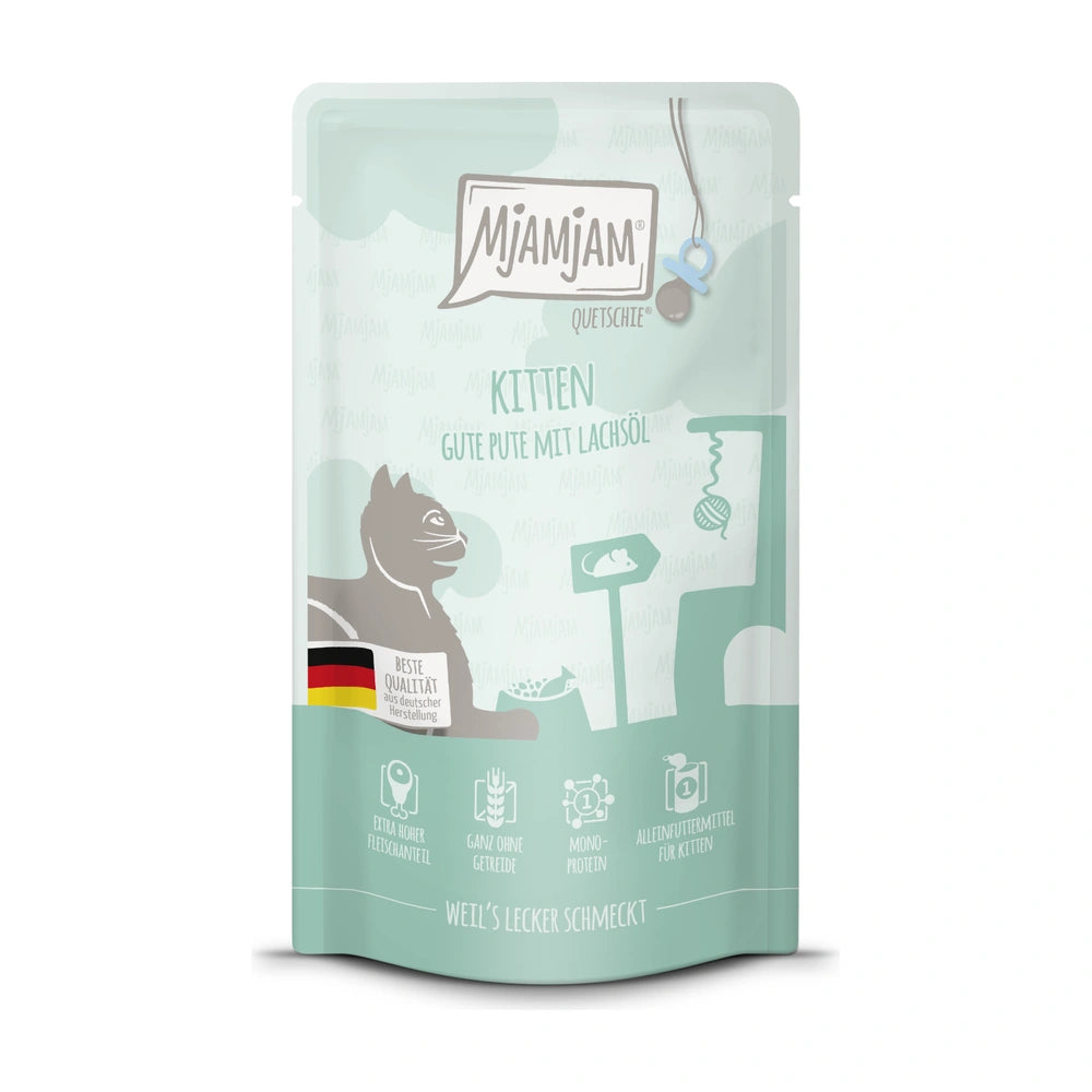 MjAMjAM Quetschie - Kitten gute Pute mit Lachsöl