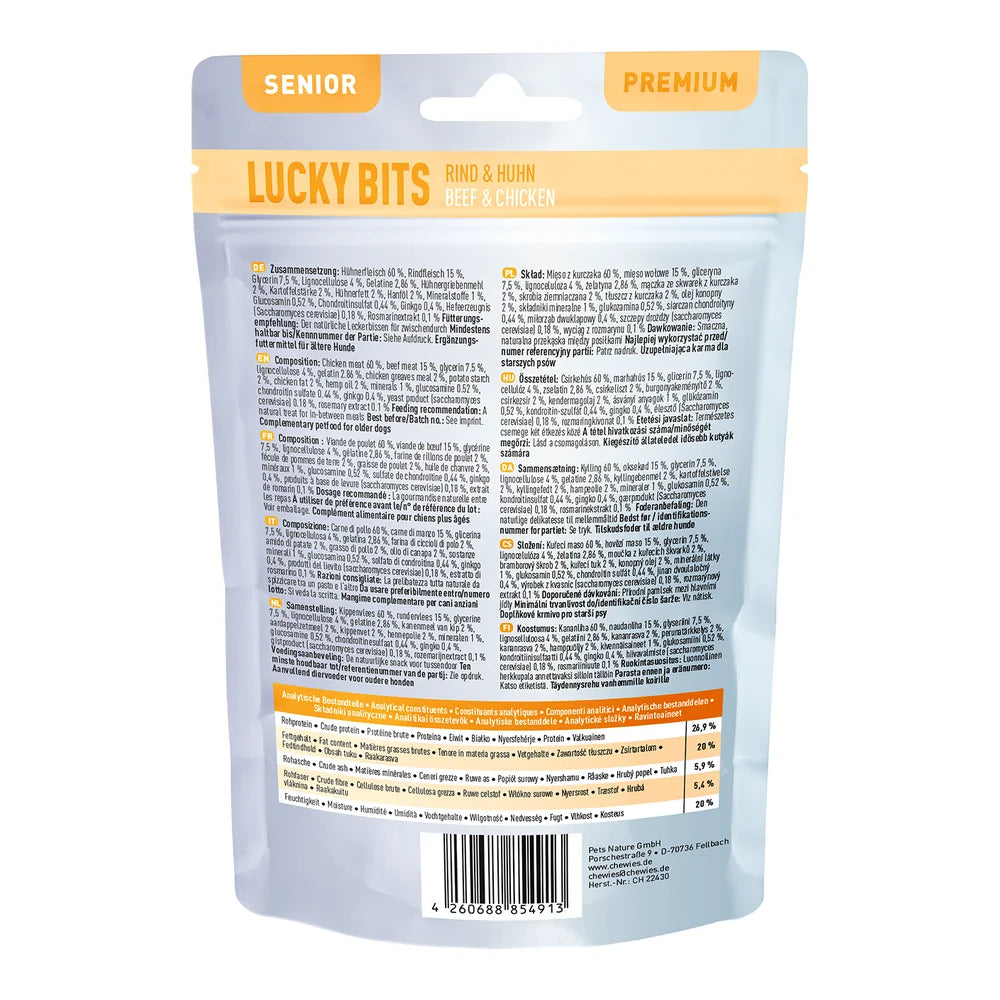 Chewies LUCKY BITS Rind & Huhn Senior 80g