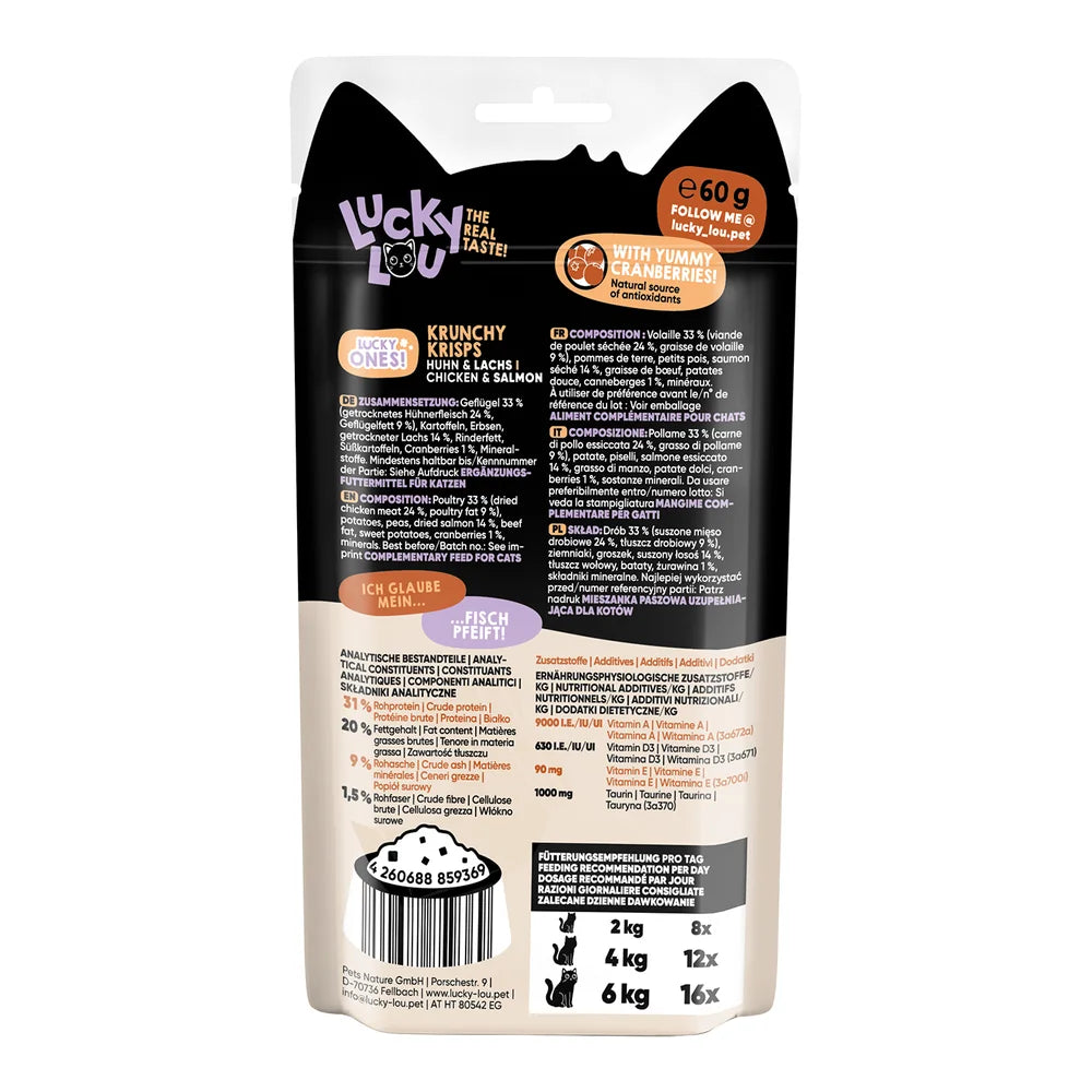 Lucky Lou Lucky Ones Krunchy Krisps Huhn & Lachs 60g