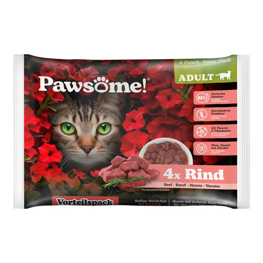 Pawsome Adult Rind 85g 4er Flowpack