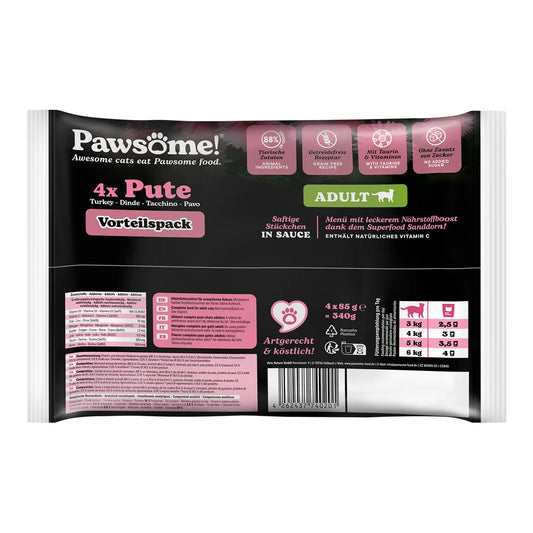 Pawsome Adult Pute 85g 4er Flowpack