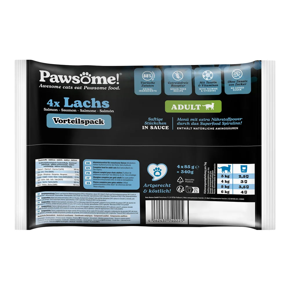 Pawsome Adult Lachs 85g 4er Flowpack