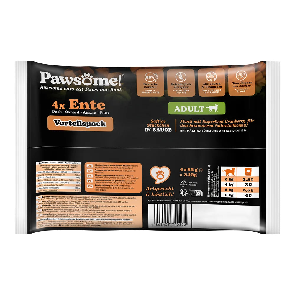 Pawsome Adult Ente 85g 4er Flowpack