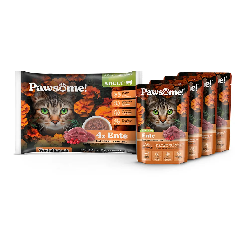 Pawsome Adult Ente 85g 4er Flowpack