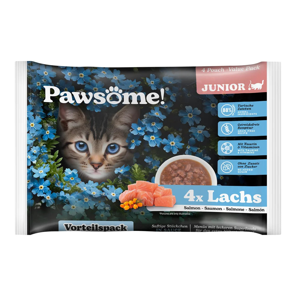 Pawsome Junior Lachs 85g 4er Flowpack