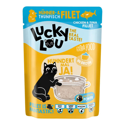 Lucky Lou EXTRA FOOD Hühner & Thunfischfilet in Broth 70g Pouch