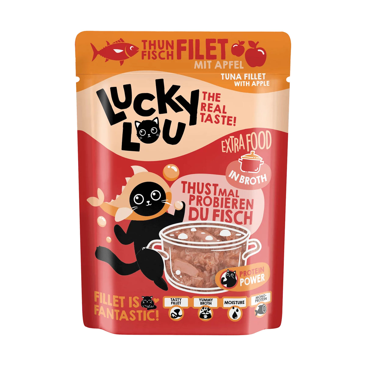Lucky Lou EXTRA FOOD Thunfisch mit Apfel in Broth 70g Pouch