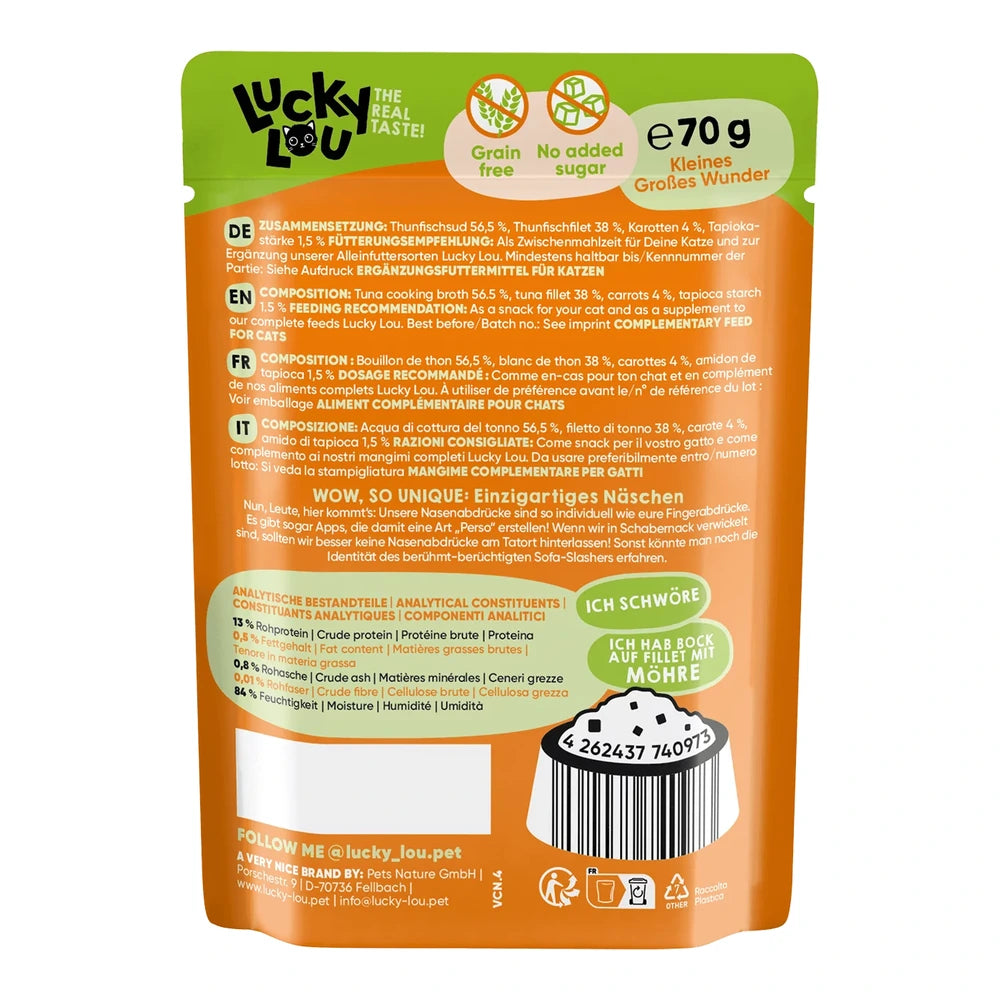 Lucky Lou EXTRA FOOD Thunfisch mit Karotte in Broth 70g Pouch
