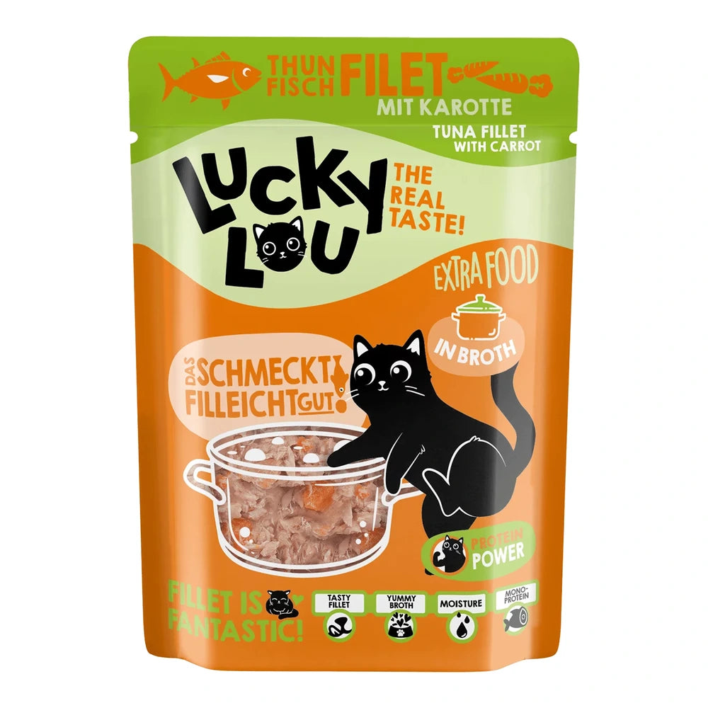Lucky Lou EXTRA FOOD Thunfisch mit Karotte in Broth 70g Pouch