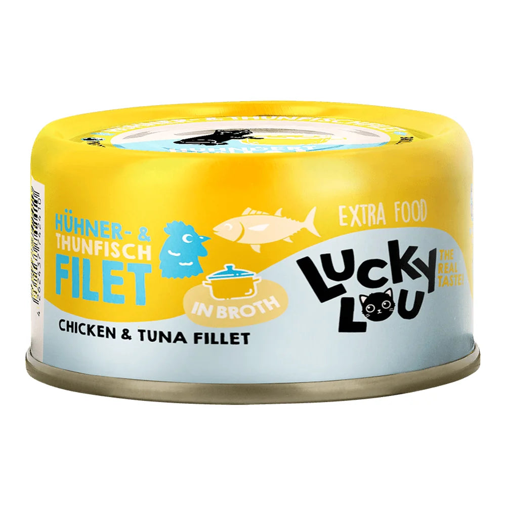 Lucky Lou EXTRA FOOD Hühner & Thunfischfilet in Broth 70g Dose