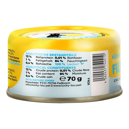 Lucky Lou EXTRA FOOD Hühner & Thunfischfilet in Broth 70g Dose