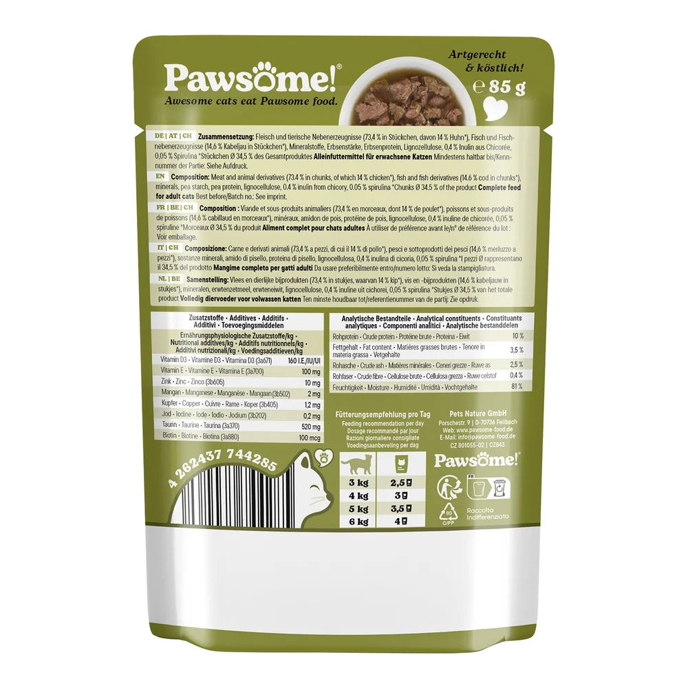 Pawsome Adult Kabeljau 85g