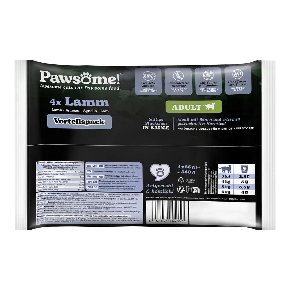 Pawsome Adult Lamm 85g 4er Flowpack