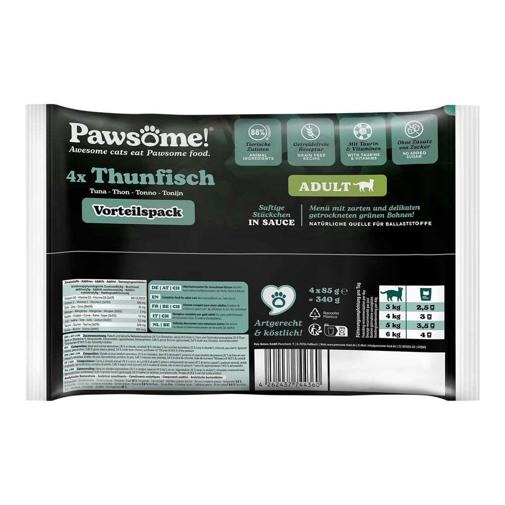 Pawsome Adult Thunfisch 85g 4er Flowpack