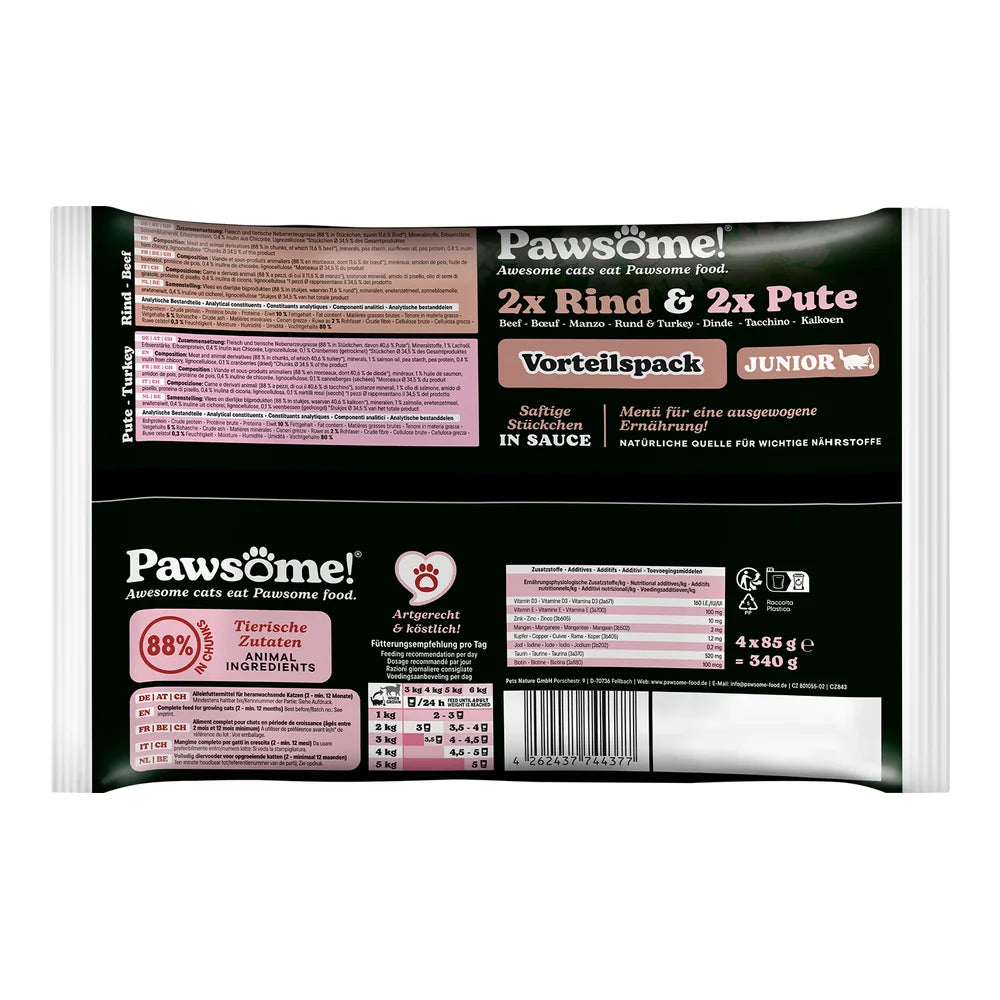 Pawsome Junior Rind & Pute Mixpack 4x85g
