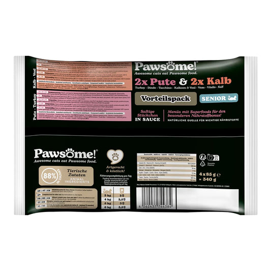 Pawsome Senior Kalb & Pute Mixpack 4x85g