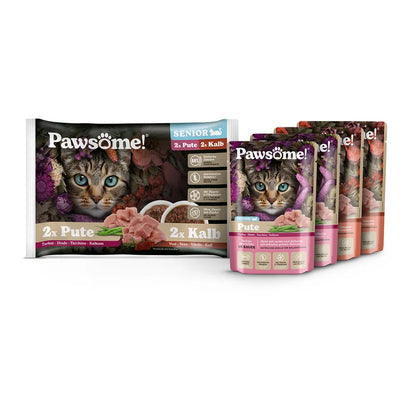 Pawsome Senior Kalb & Pute Mixpack 4x85g