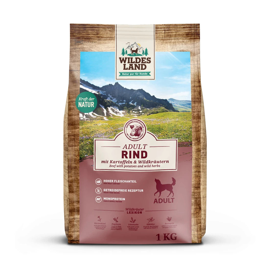Wildes Land Rind mit Kartoffeln