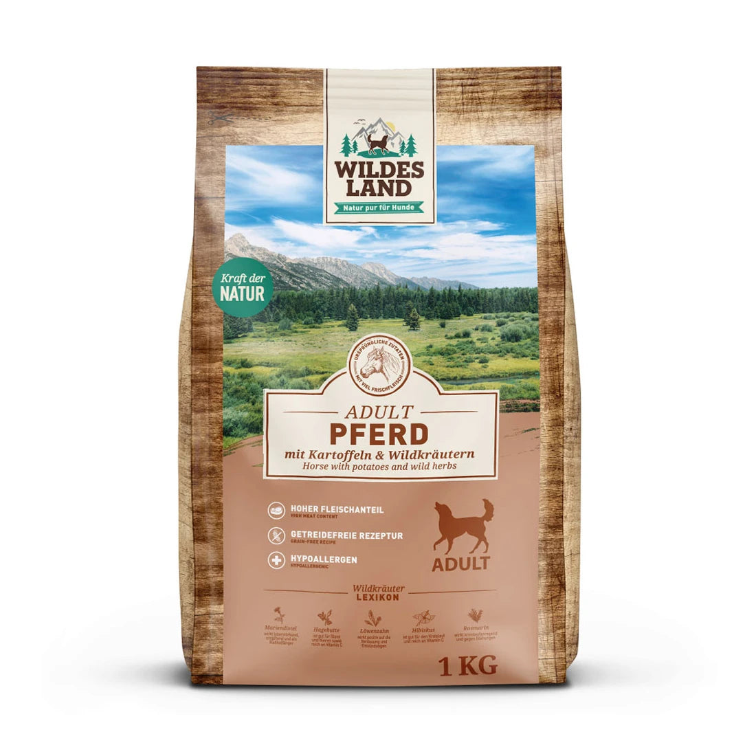 Wildes Land Pferd mit Kartoffeln