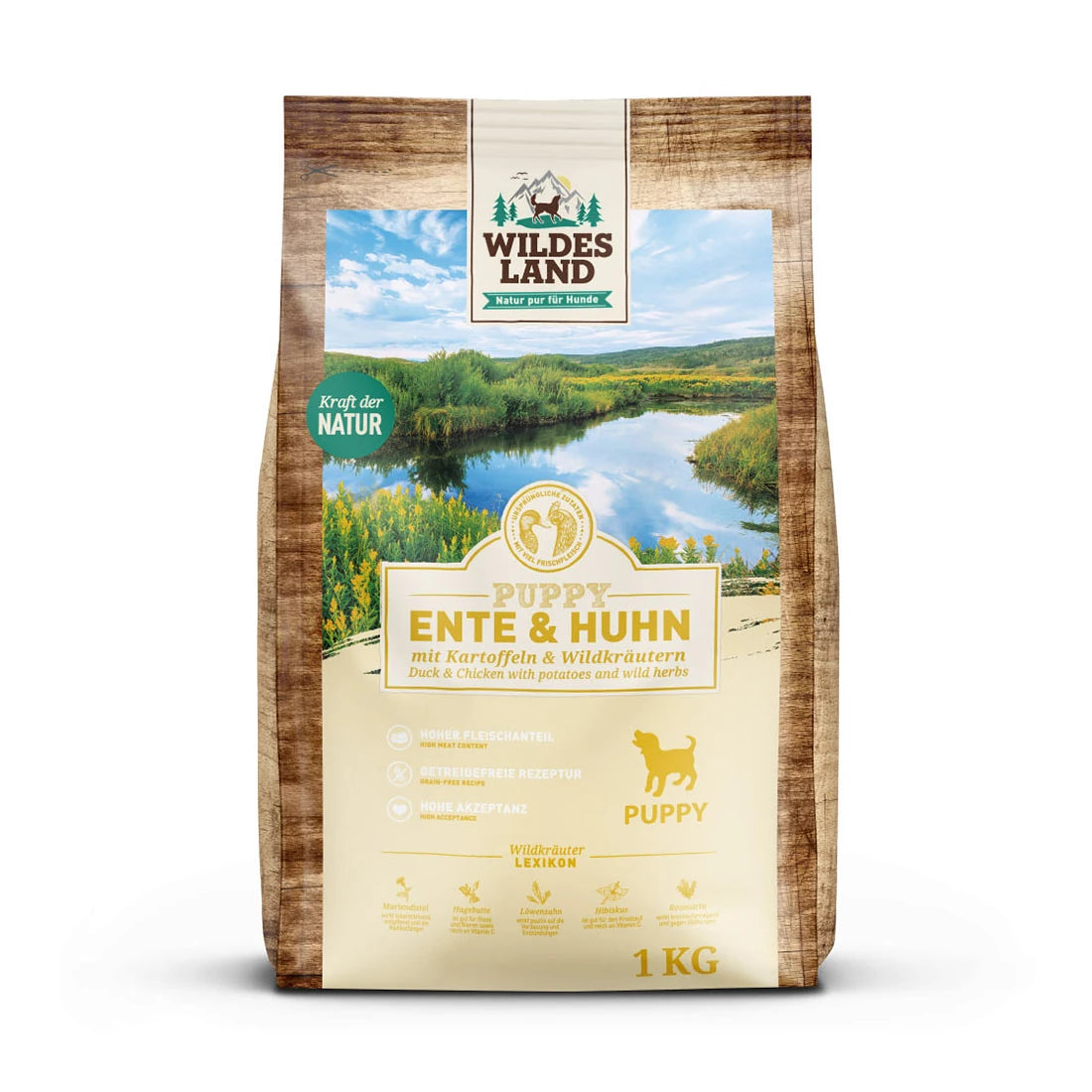 Wildes Land Puppy Ente und Huhn mit Kartoffeln