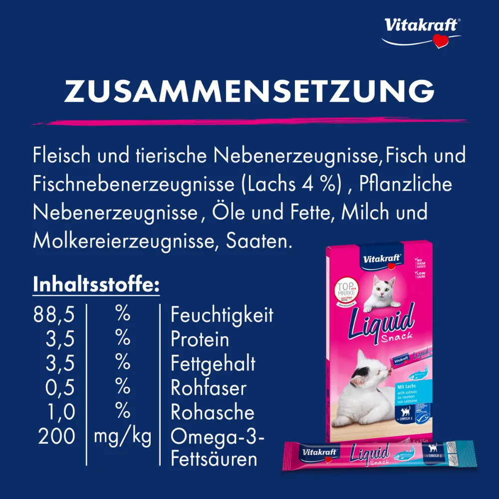 Vitakraft Liquid Snack mit Lachs + Omega 3 6x15g