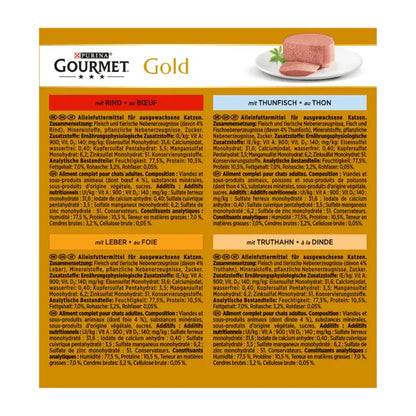 GOURMET Gold Feine Pastete (Thunfisch, Leber, Truthahn, Rind) 8x85g