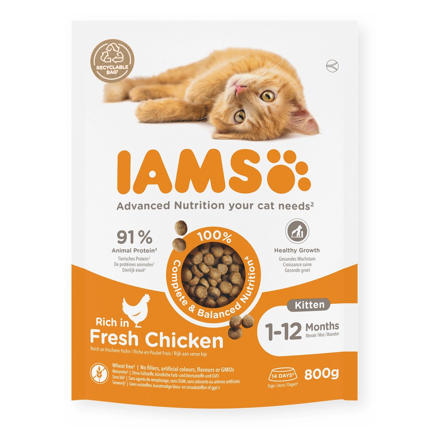 IAMS Trockenfutter Kitten mit frischem Huhn 800g