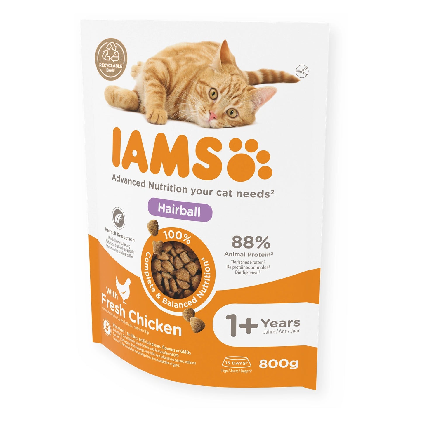 IAMS Trockenfutter Hairball Adult mit frischem Huhn 800g