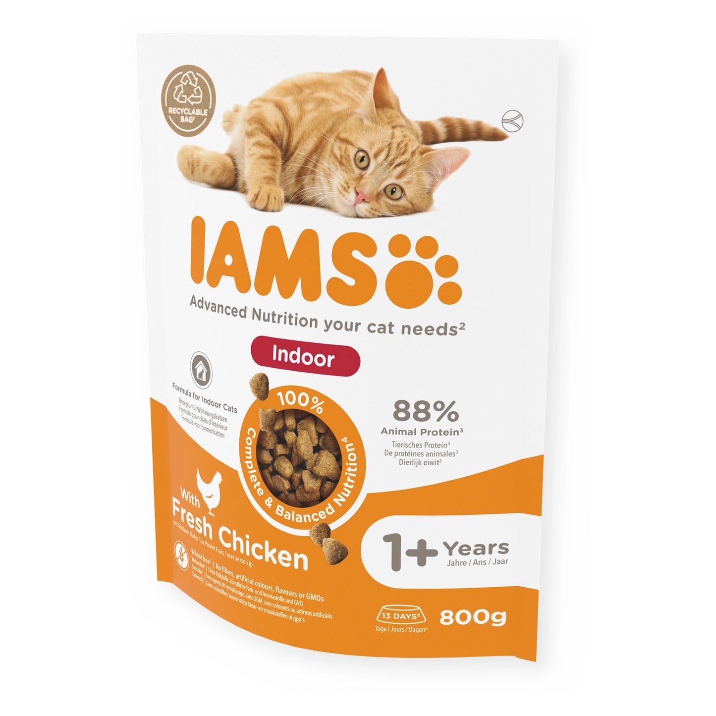 IAMS Trockenfutter Indoor Adult mit frischem Huhn 800g
