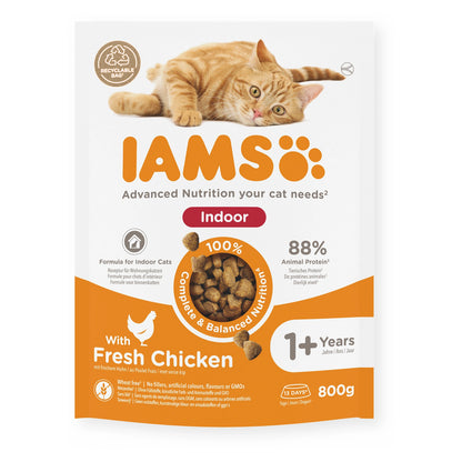 IAMS Trockenfutter Indoor Adult mit frischem Huhn 800g