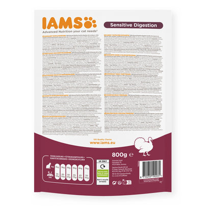 IAMS Trockenfutter Sensitive Digestion für ausgewachsene Katzen mit Pute 800g