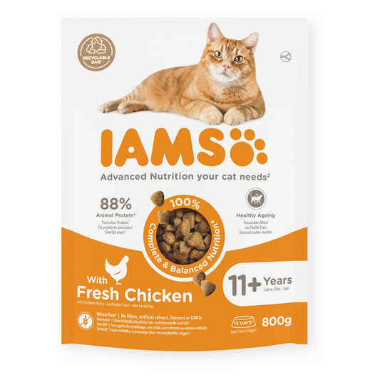 IAMS Trockenfutter Senior 11+ mit frischem Huhn 800g