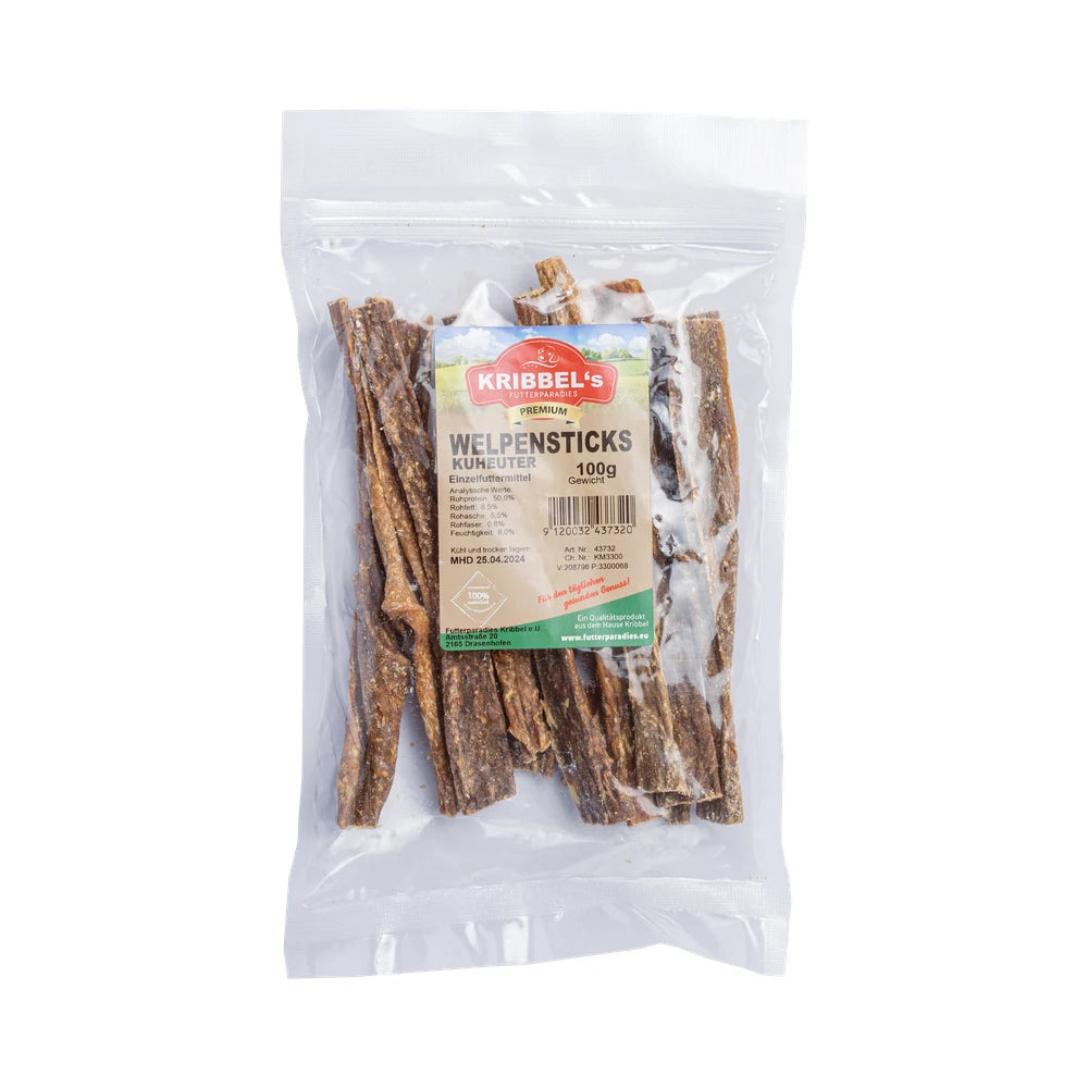 Kribbel's Welpensticks Kuheuter 100g