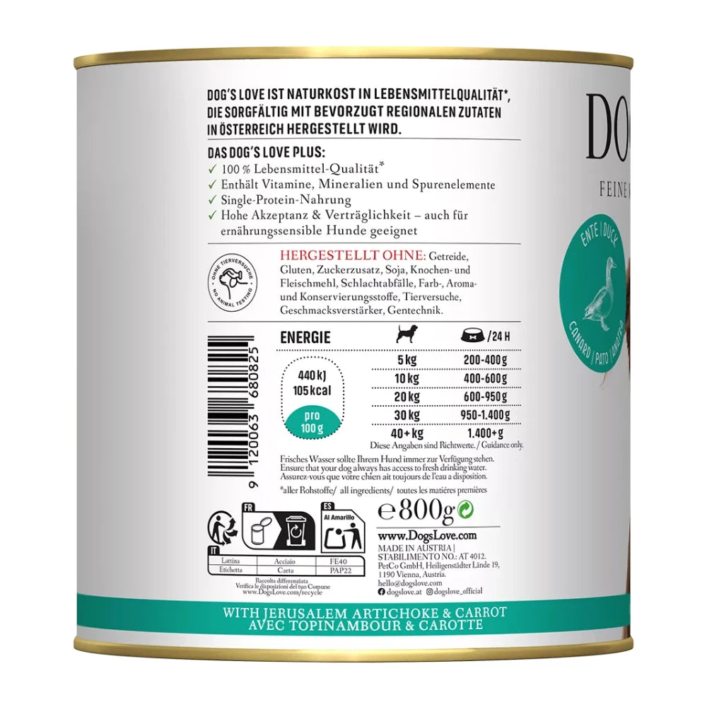 DOG'S LOVE ADULT Ente 800g